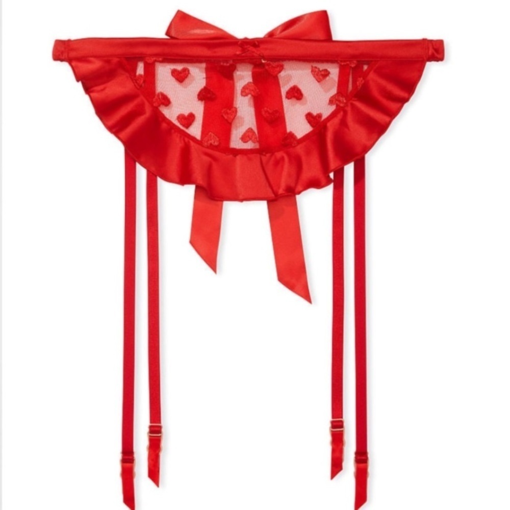 New! Victoria’s Secret skirted heart garter apron red 4387